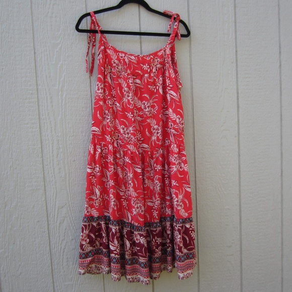 Beachlunchlounge Sundress womens L Red Skylar Paisley Floral Summery flowy Beach - Picture 1 of 14